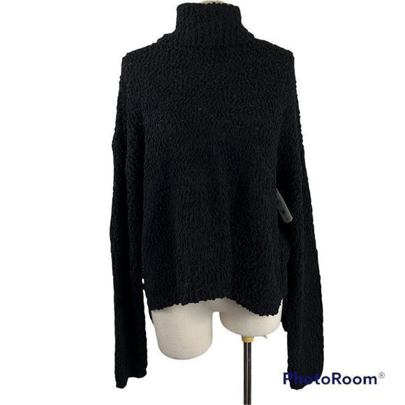 NWT BOBEAU Black Teddy Bear Turtle Neck Sweater (M) - Picture 8 of 8